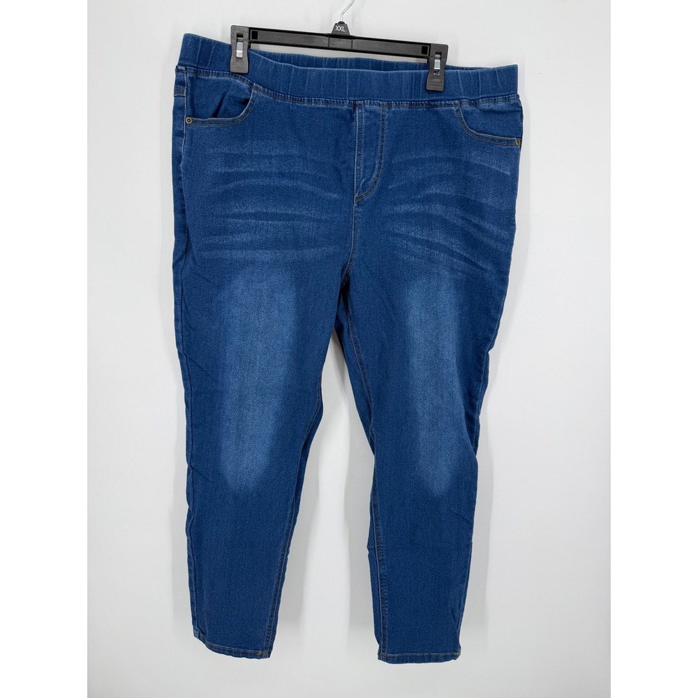 Jvini Pull On Denim Jeggings Women 3XL Blue Medium Wash High Rise Stretch Skinny